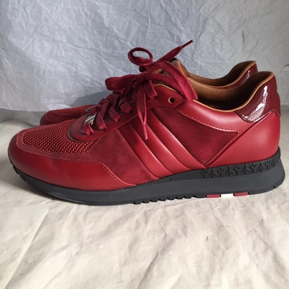 BALLLY MEN’S RED LEATHER SNEAKERS SZ-7/40 - Picture 5 of 8